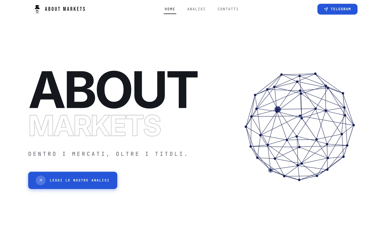 About Markets: the website’s home page on desktop