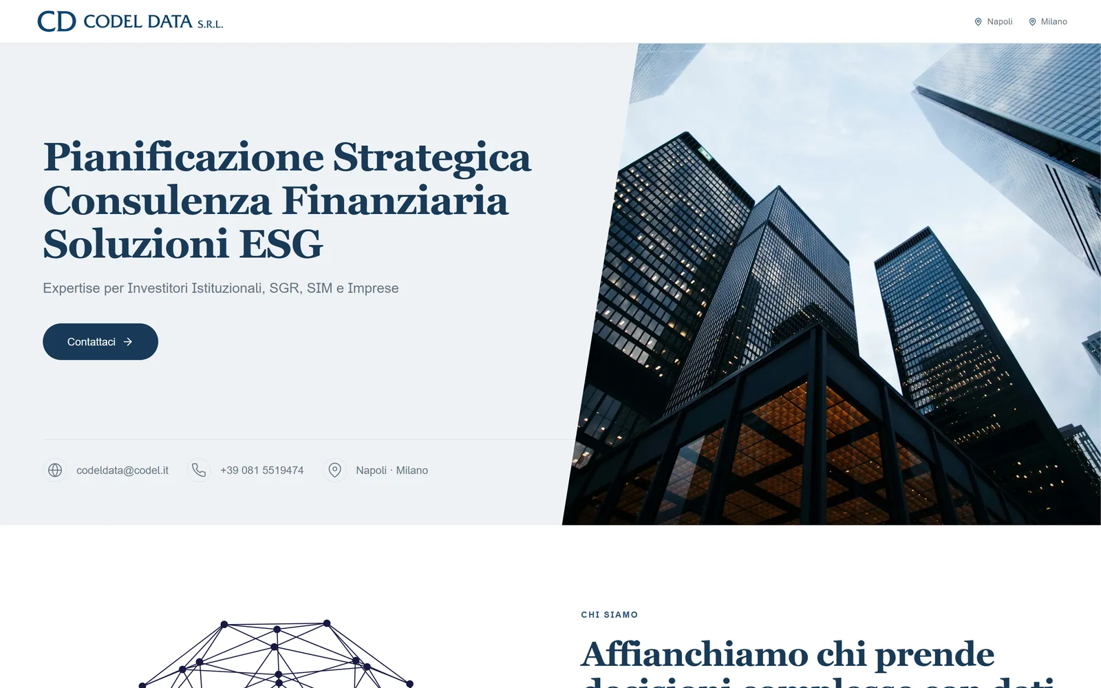 Codel Data: the website’s home page on desktop