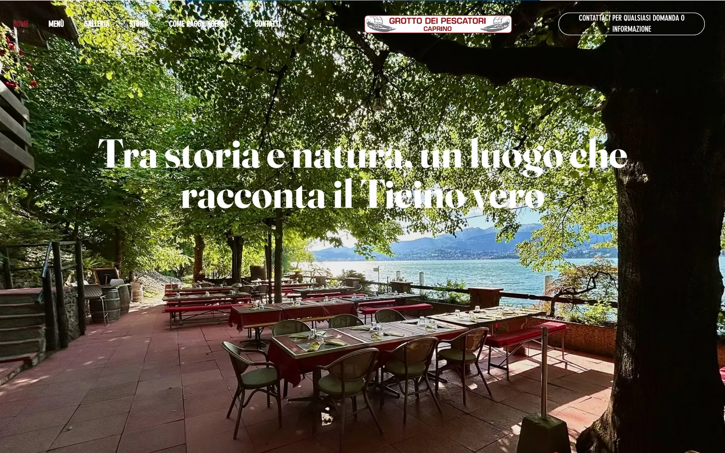 Grotto dei Pescatori: the website’s home page on desktop