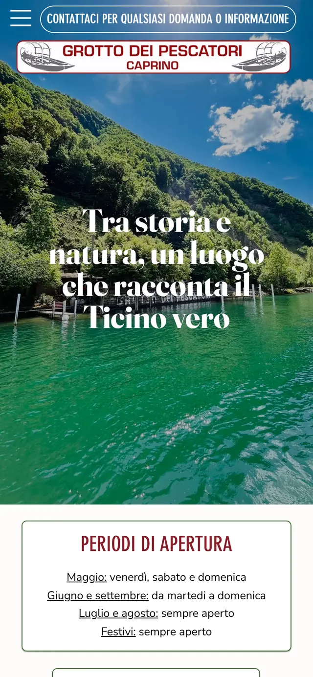 Grotto dei Pescatori: the website on mobile