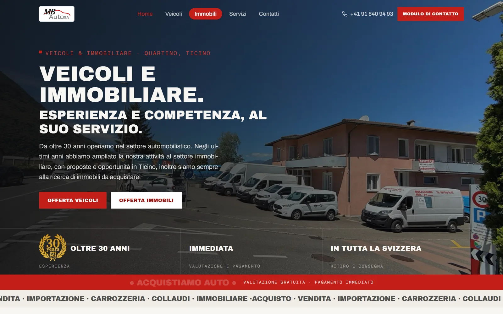 MB Auto: the website’s home page on desktop