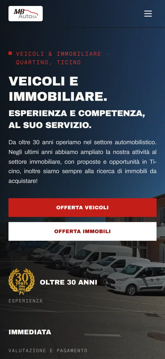 MB Auto: the website on mobile