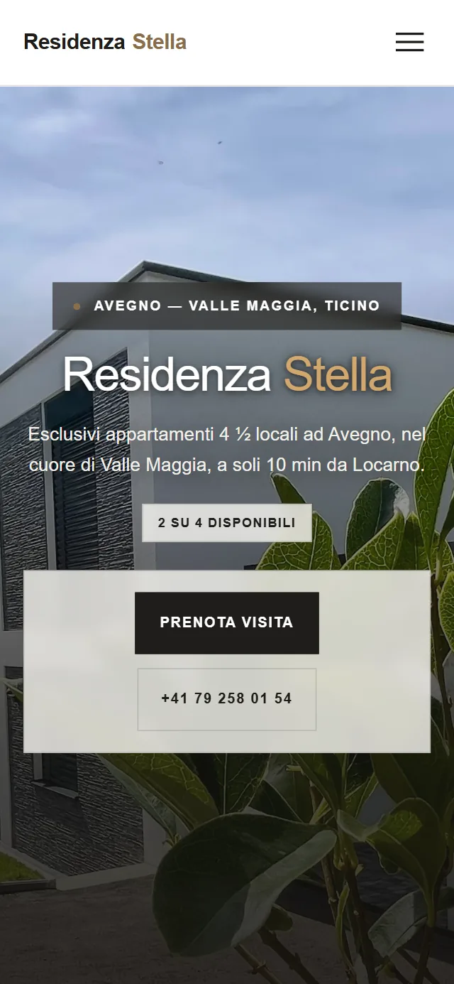 Residenza Stella: the website on mobile