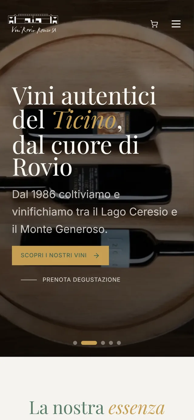 Vini Rovio: the website on mobile